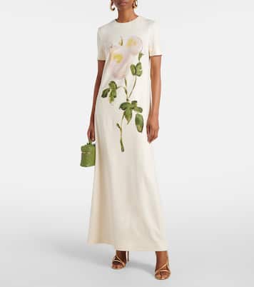 Maxikleid Painted Roses aus Jersey | Oscar de la Renta
