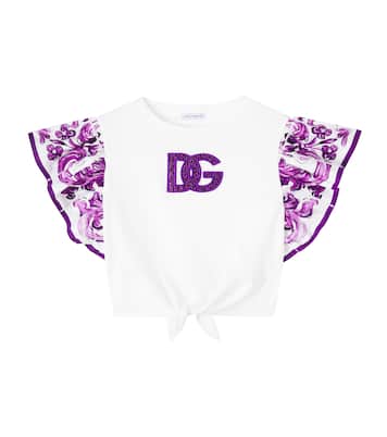 T-shirt DG Majolica en coton à sequins | Dolce&Gabbana Kids