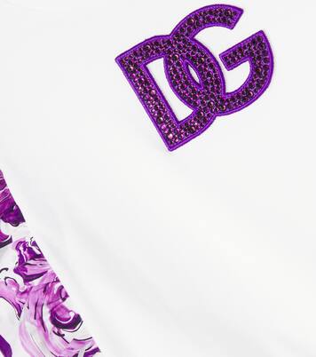T-shirt DG Majolica en coton à sequins | Dolce&Gabbana Kids