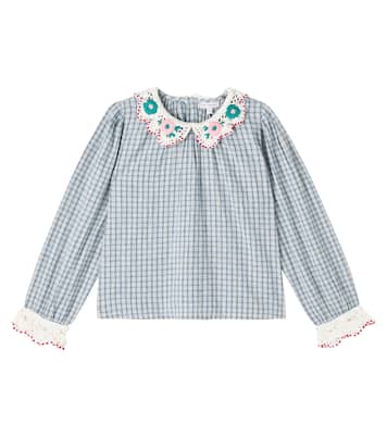 Rhea checked cotton and linen blouse | Bebe Organic