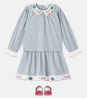 Rhea checked cotton and linen blouse | Bebe Organic