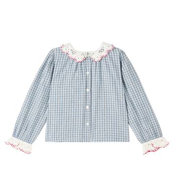 Rhea checked cotton and linen blouse | Bebe Organic