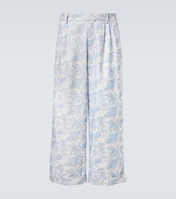 Printed cotton-blend wide-leg pants | Commas