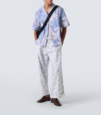 Printed cotton-blend wide-leg pants | Commas