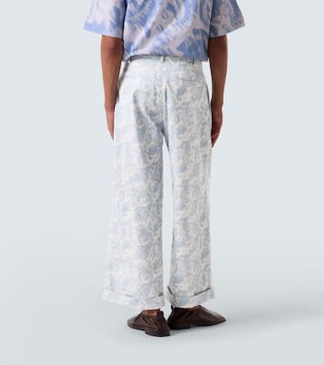 Printed cotton-blend wide-leg pants | Commas