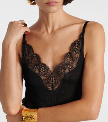 Slipdress aus Seiden-Jersey mit Spitze | Saint Laurent