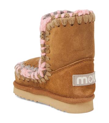 Embroidered shearling-lined suede boots | Mou Kids