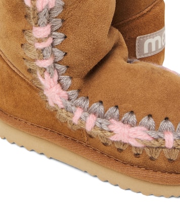 Embroidered shearling-lined suede boots | Mou Kids