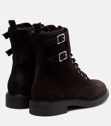 Schnürstiefel aus Veloursleder mit Shearling | Gianvito Rossi
