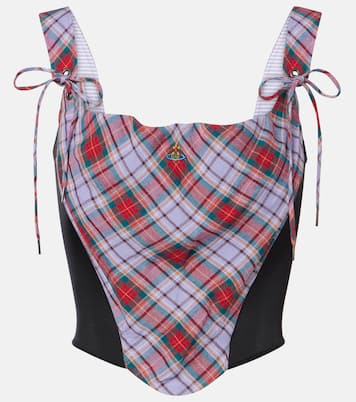 Puppy tartan linen and mesh bustier top | Vivienne Westwood