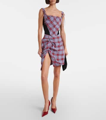 Puppy tartan linen and mesh bustier top | Vivienne Westwood