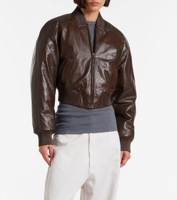 Cropped leather bomber jacket | Phoebe Philo