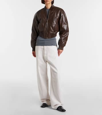 Cropped leather bomber jacket | Phoebe Philo