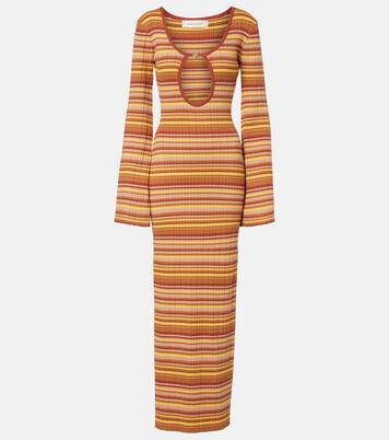 Rey cutout ribbed-knit striped maxi dress | Bananhot