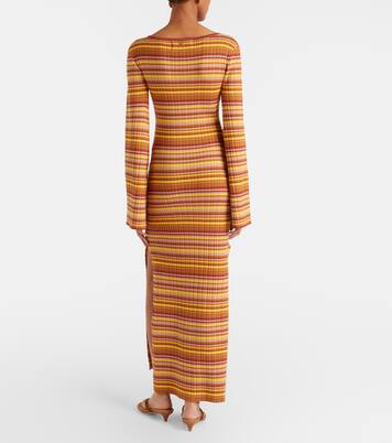 Rey cutout ribbed-knit striped maxi dress | Bananhot