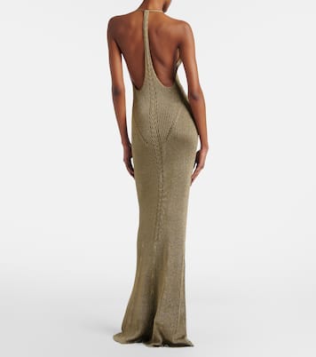 Abito lungo in maglia a coste con lamé  | Roberto Cavalli