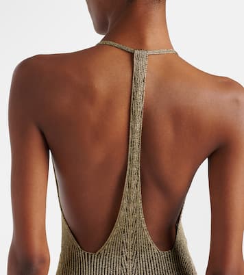 Abito lungo in maglia a coste con lamé  | Roberto Cavalli