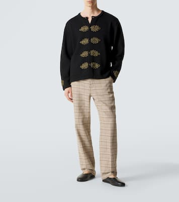 Cardigan Looped Frog brodé en laine | Bode