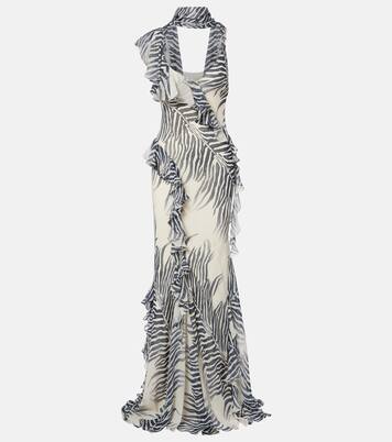 Mayara zebra-print georgette maxi dress | De La Vali