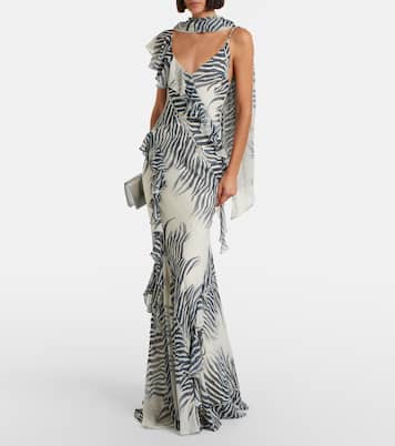 Mayara zebra-print georgette maxi dress | De La Vali