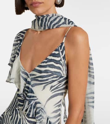 Mayara zebra-print georgette maxi dress | De La Vali
