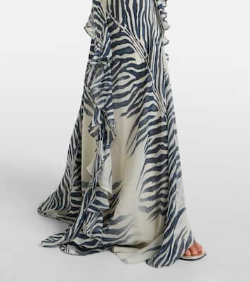 Mayara zebra-print georgette maxi dress | De La Vali