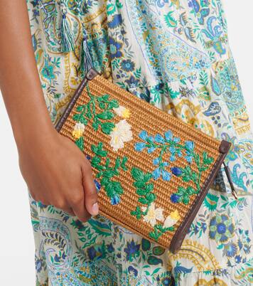 Bestickte Schultertasche aus Raffiabast | Etro