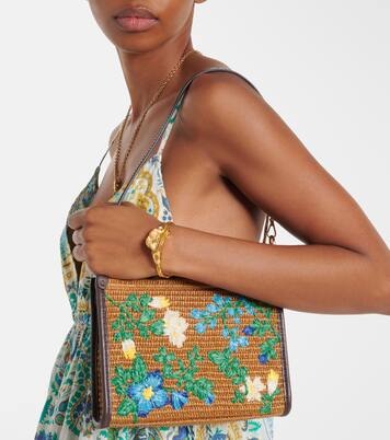 Bestickte Schultertasche aus Raffiabast | Etro