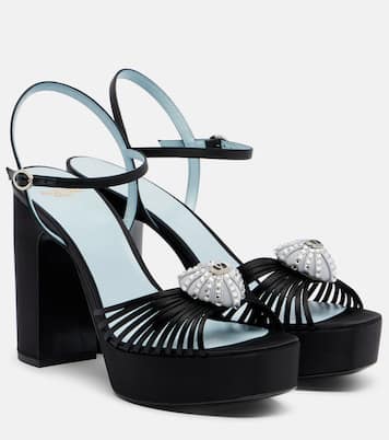 Cœur Royal embellished satin platform sandals | Valentino Garavani