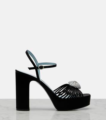 Cœur Royal embellished satin platform sandals | Valentino Garavani