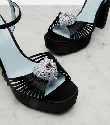 Cœur Royal embellished satin platform sandals | Valentino Garavani