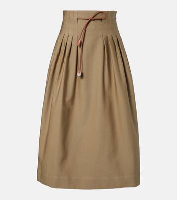 Tempio belted cotton twill midi skirt | Max Mara
