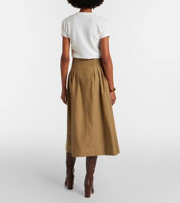Tempio belted cotton twill midi skirt | Max Mara