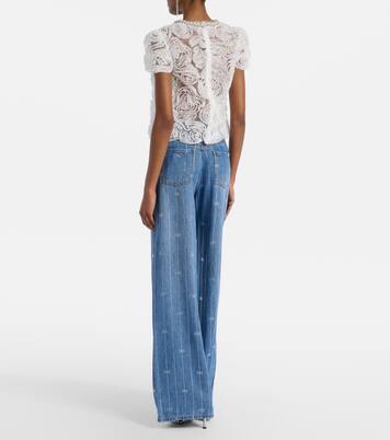 Verzierte Wide-Leg Jeans | Self-Portrait
