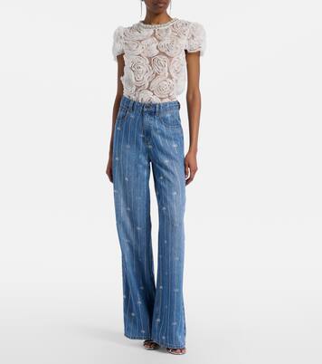 Verzierte Wide-Leg Jeans | Self-Portrait