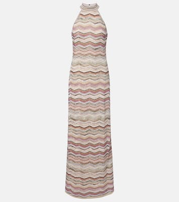 Halterneck sequined lamé maxi dress | Missoni
