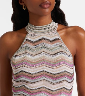 Halterneck sequined lamé maxi dress | Missoni