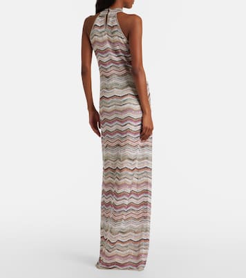Halterneck sequined lamé maxi dress | Missoni