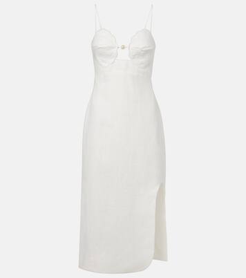 Vestido midi de lino adornado | Farm Rio