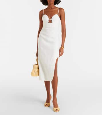 Vestido midi de lino adornado | Farm Rio