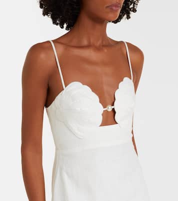 Vestido midi de lino adornado | Farm Rio