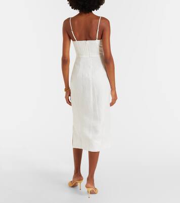 Vestido midi de lino adornado | Farm Rio