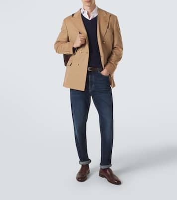 Camel hair double-breasted suit jacket | Brunello Cucinelli