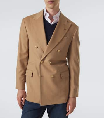 Camel hair double-breasted suit jacket | Brunello Cucinelli