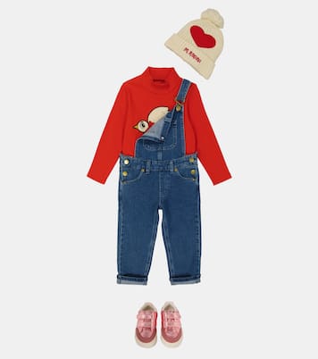 Logo-embroidered denim dungarees | Mini Rodini