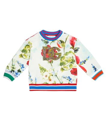 Baby logo floral cotton sweatshirt | Dolce&Gabbana Kids