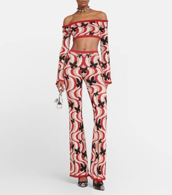 Bedruckte High-Rise-Schlaghose | Alessandra Rich