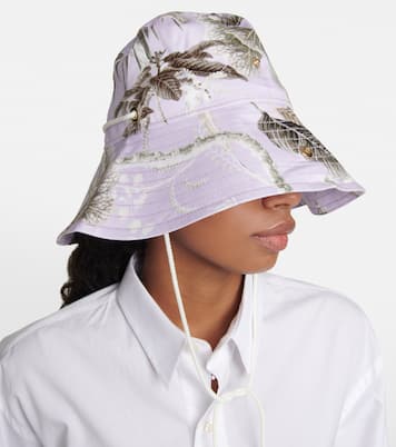 Chapeau bob en coton mélangé à fleurs | Erdem
