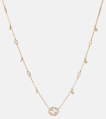 Interlocking G 18kt gold necklace with diamonds | Gucci