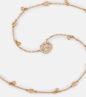 Interlocking G 18kt gold necklace with diamonds | Gucci